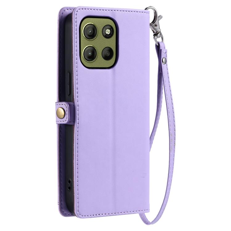 For Motorola Moto G15 Wallet Multi-card Slot Leather Phone Case with Lanyard