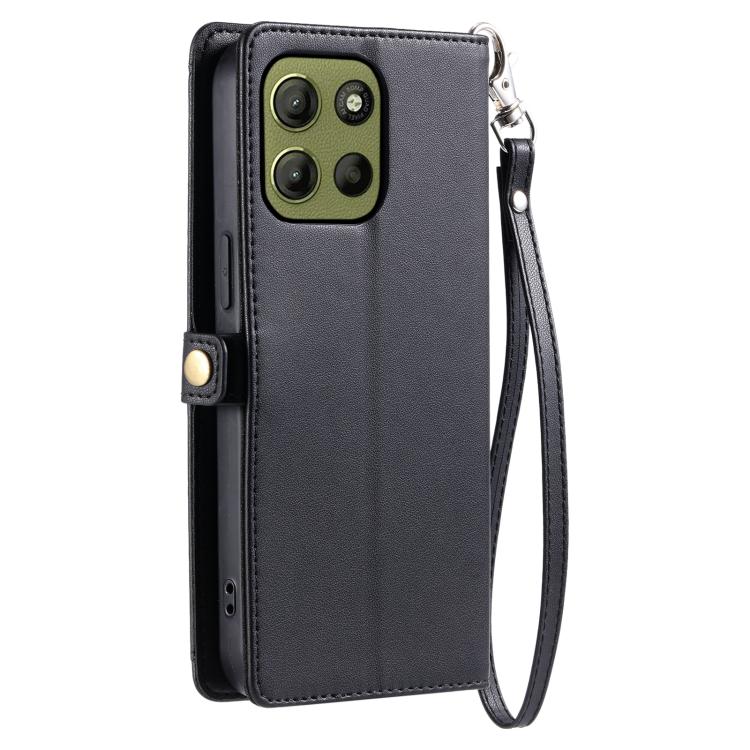 For Motorola Moto G15 Wallet Multi-card Slot Leather Phone Case with Lanyard