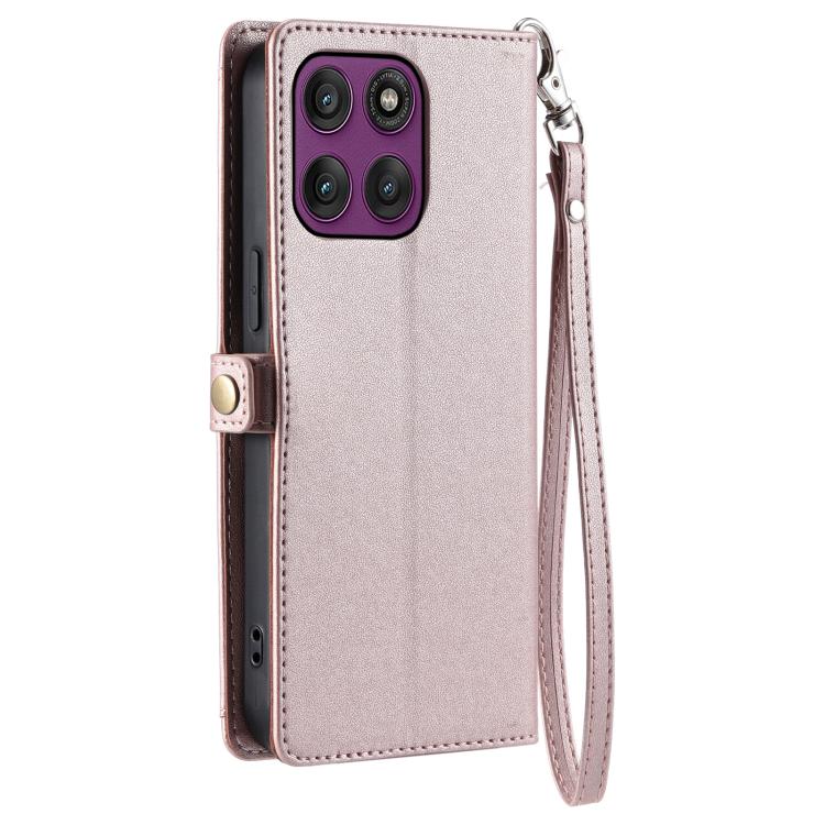 For Motorola Edge 60 Pro Wallet Multi-card Slot Leather Phone Case with Lanyard