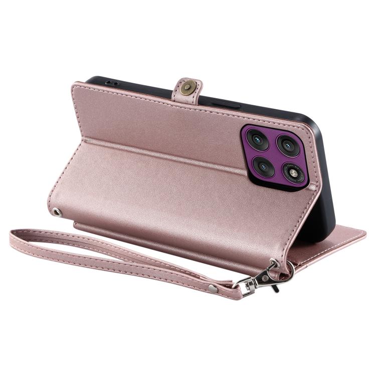 For Motorola Edge 60 Pro Wallet Multi-card Slot Leather Phone Case with Lanyard