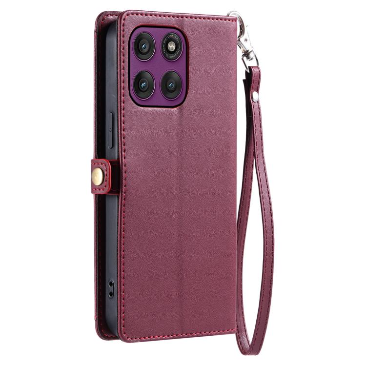 For Motorola Edge 60 Pro Wallet Multi-card Slot Leather Phone Case with Lanyard