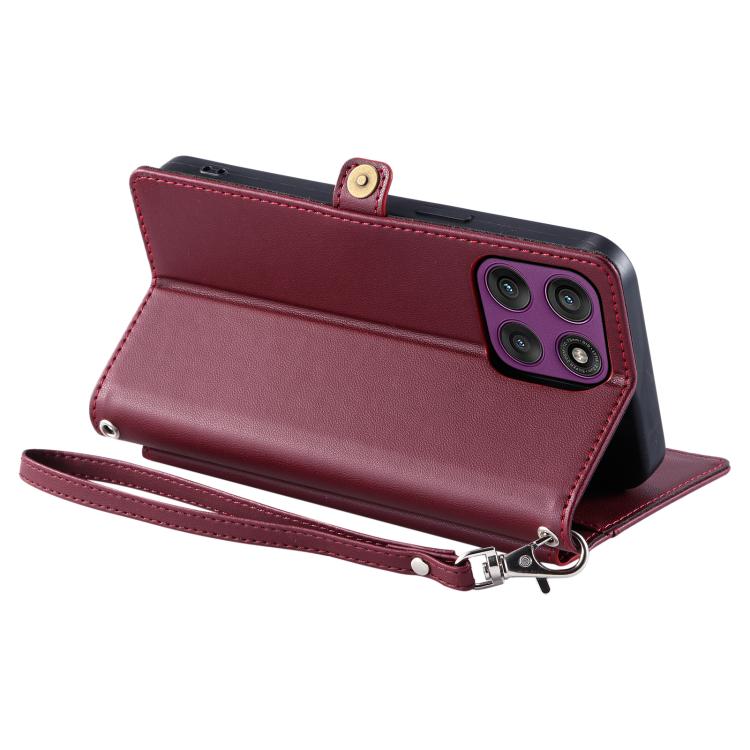For Motorola Edge 60 Pro Wallet Multi-card Slot Leather Phone Case with Lanyard