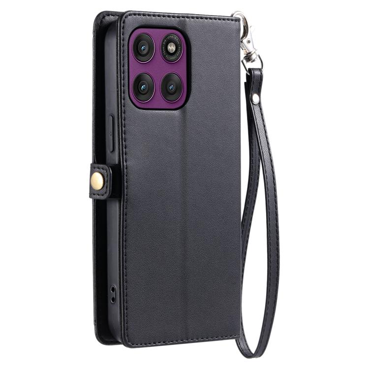 For Motorola Edge 60 Pro Wallet Multi-card Slot Leather Phone Case with Lanyard