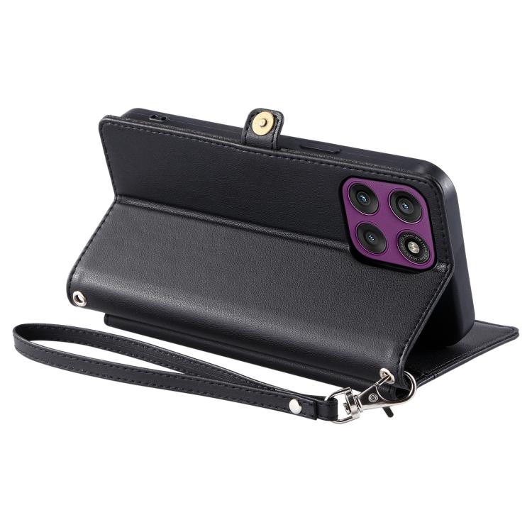 For Motorola Edge 60 Pro Wallet Multi-card Slot Leather Phone Case with Lanyard