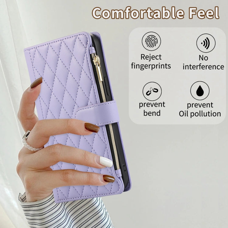 For Google Pixel 7 Pro Rhombic Zipper Wallet Leather Phone Case