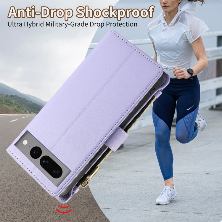 For Google Pixel 7 Pro Rhombic Zipper Wallet Leather Phone Case