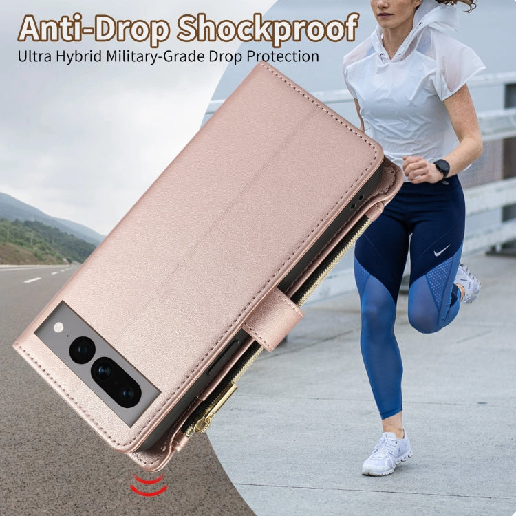 For Google Pixel 7 Pro Rhombic Zipper Wallet Leather Phone Case