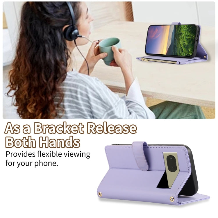 For Google Pixel 7 Rhombic Zipper Wallet Leather Phone Case