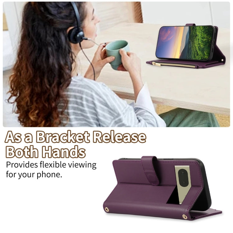 For Google Pixel 7 Rhombic Zipper Wallet Leather Phone Case