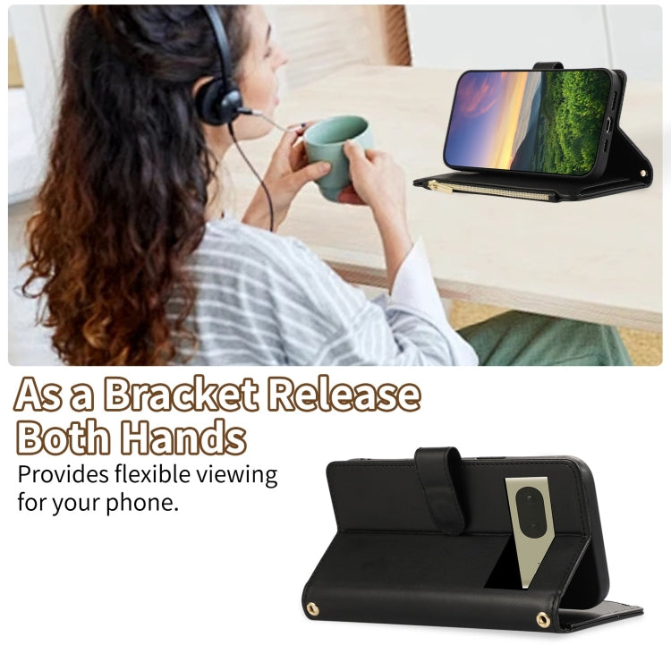 For Google Pixel 7 Rhombic Zipper Wallet Leather Phone Case