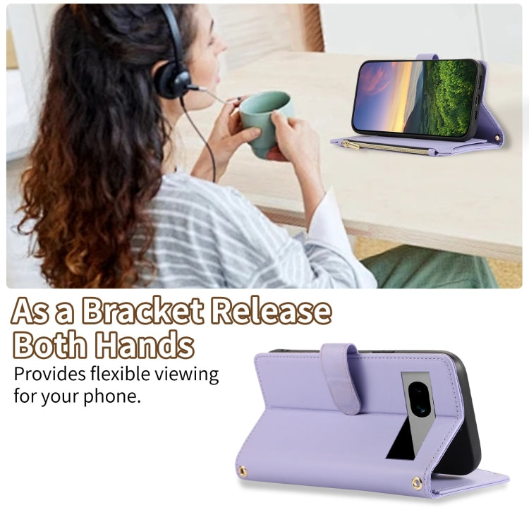 For Google Pixel 7a Rhombic Zipper Wallet Leather Phone Case