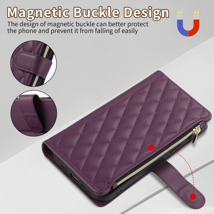 For Google Pixel 8 Pro Rhombic Zipper Wallet Leather Phone Case