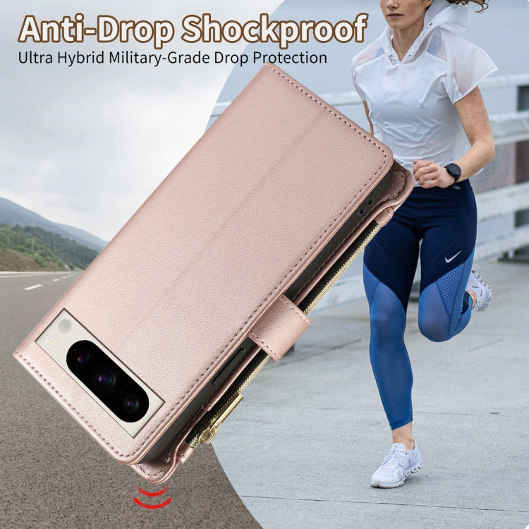 For Google Pixel 8 Pro Rhombic Zipper Wallet Leather Phone Case