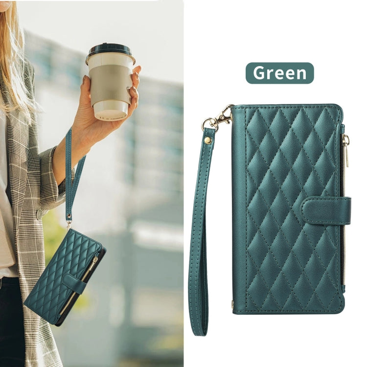 For Google Pixel 8 Pro Rhombic Zipper Wallet Leather Phone Case