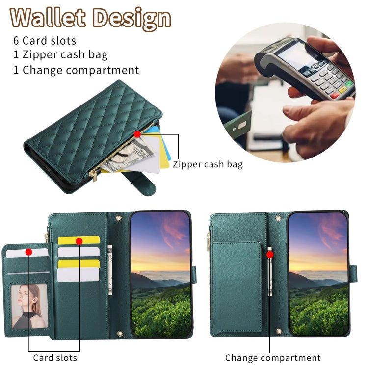For Google Pixel 8 Pro Rhombic Zipper Wallet Leather Phone Case