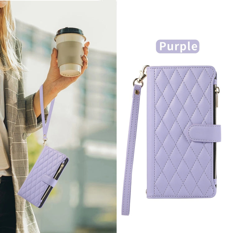 For Google Pixel 8 Rhombic Zipper Wallet Leather Phone Case