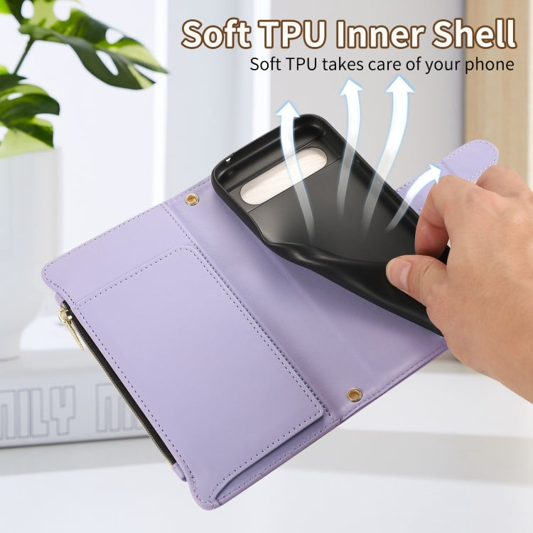For Google Pixel 8a Rhombic Zipper Wallet Leather Phone Case