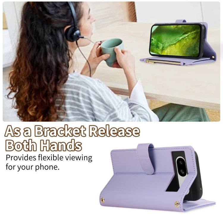 For Google Pixel 8a Rhombic Zipper Wallet Leather Phone Case