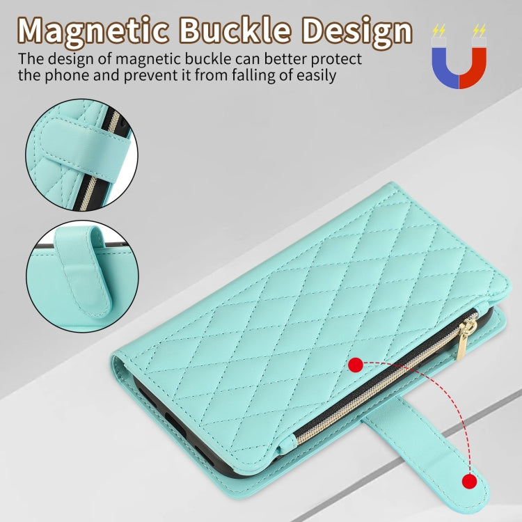 For Google Pixel 8a Rhombic Zipper Wallet Leather Phone Case