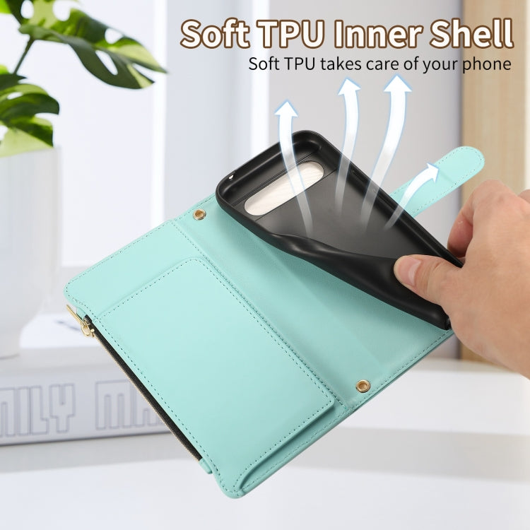 For Google Pixel 8a Rhombic Zipper Wallet Leather Phone Case