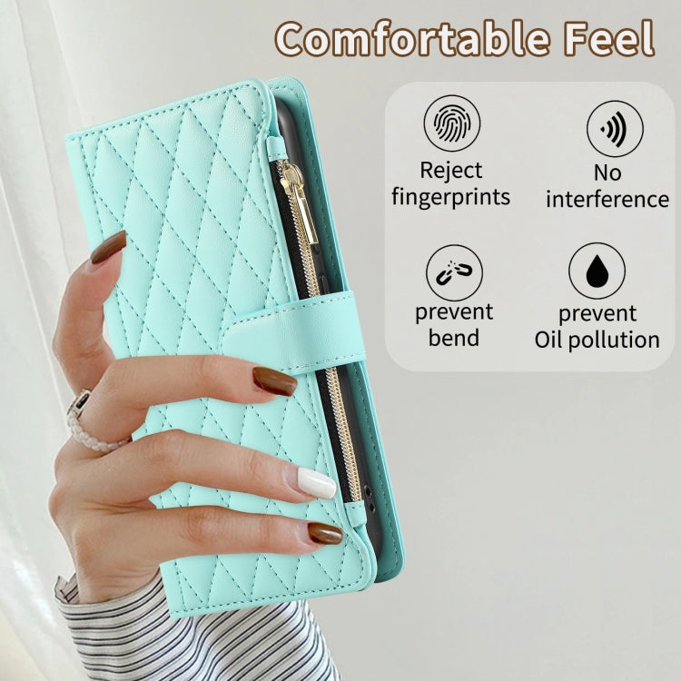 For Google Pixel 8a Rhombic Zipper Wallet Leather Phone Case
