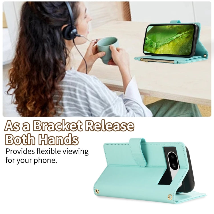 For Google Pixel 8a Rhombic Zipper Wallet Leather Phone Case