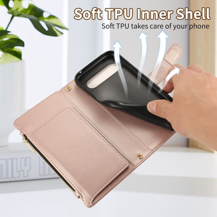 For Google Pixel 8a Rhombic Zipper Wallet Leather Phone Case