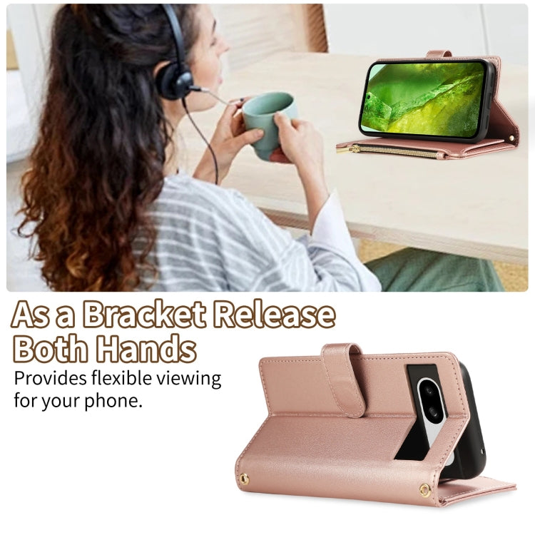 For Google Pixel 8a Rhombic Zipper Wallet Leather Phone Case