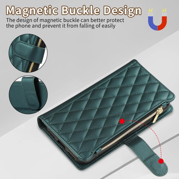 For Google Pixel 8a Rhombic Zipper Wallet Leather Phone Case