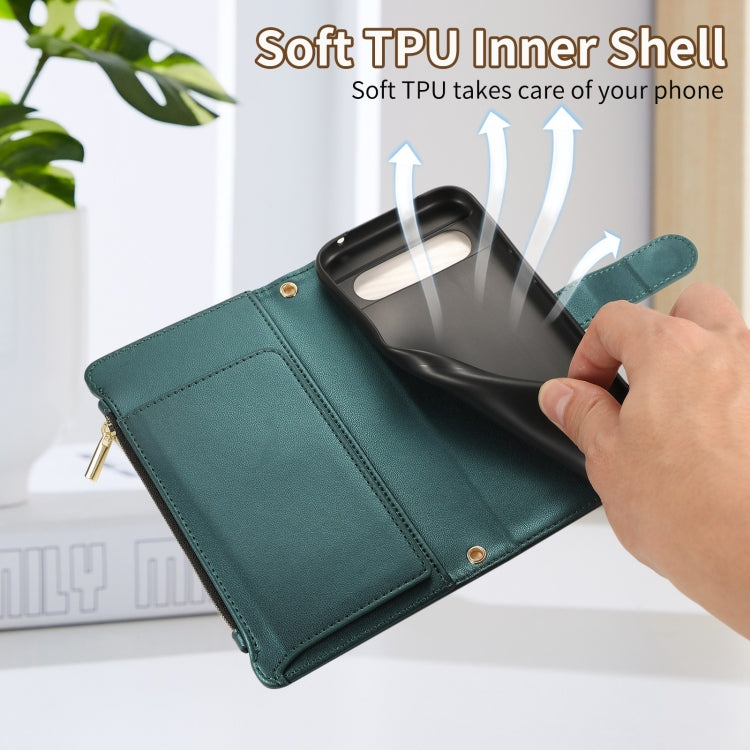 For Google Pixel 8a Rhombic Zipper Wallet Leather Phone Case