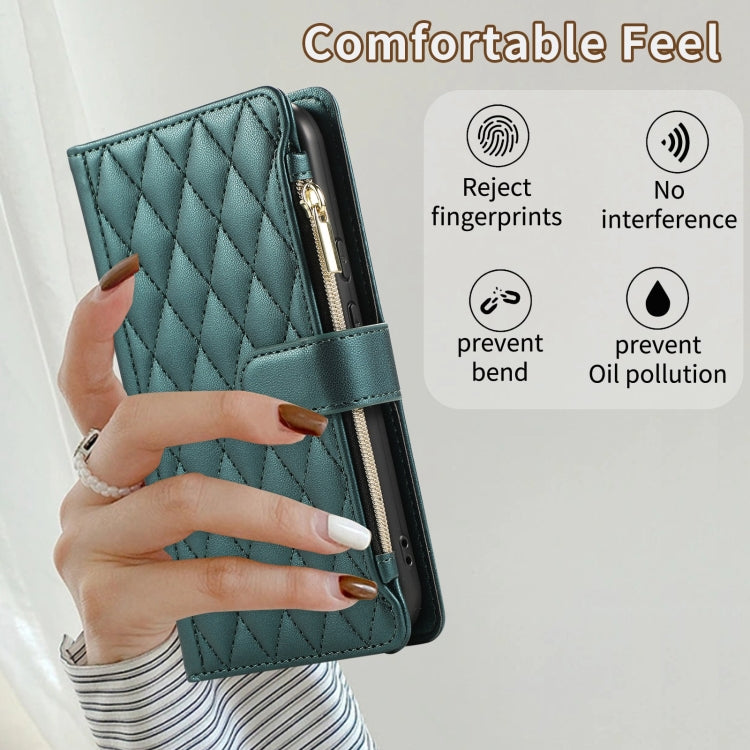 For Google Pixel 8a Rhombic Zipper Wallet Leather Phone Case