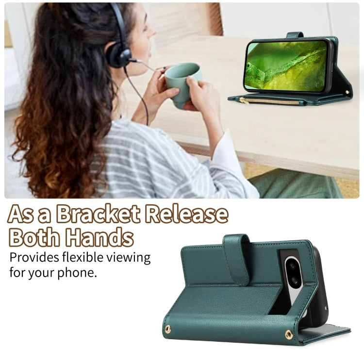 For Google Pixel 8a Rhombic Zipper Wallet Leather Phone Case