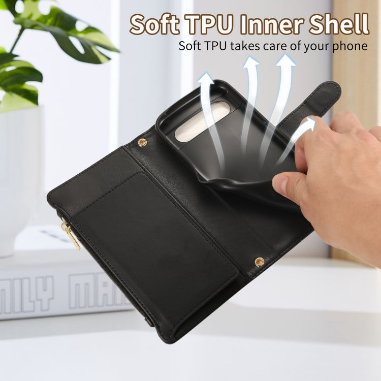 For Google Pixel 8a Rhombic Zipper Wallet Leather Phone Case