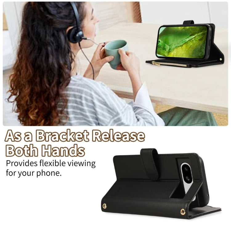 For Google Pixel 8a Rhombic Zipper Wallet Leather Phone Case
