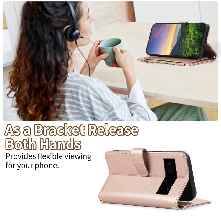 For Google Pixel 6a Rhombic Zipper Wallet Leather Phone Case