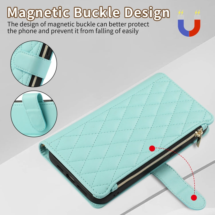 For Google Pixel 6 Rhombic Zipper Wallet Leather Phone Case