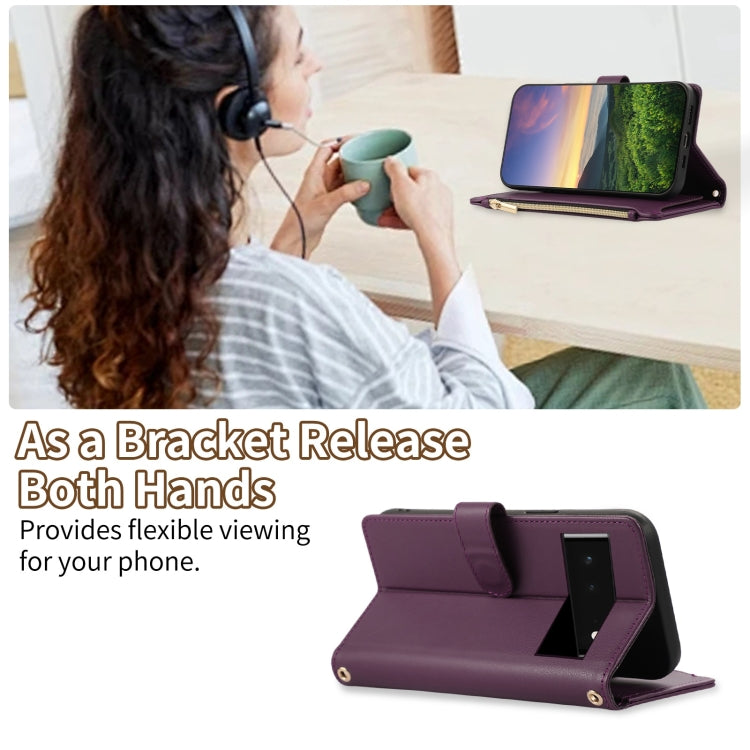For Google Pixel 6 Rhombic Zipper Wallet Leather Phone Case