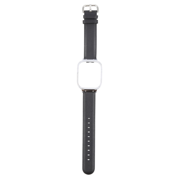 For Redmi Watch 3 Lite Metal Frame Integrated Genuine Leather Watch Band