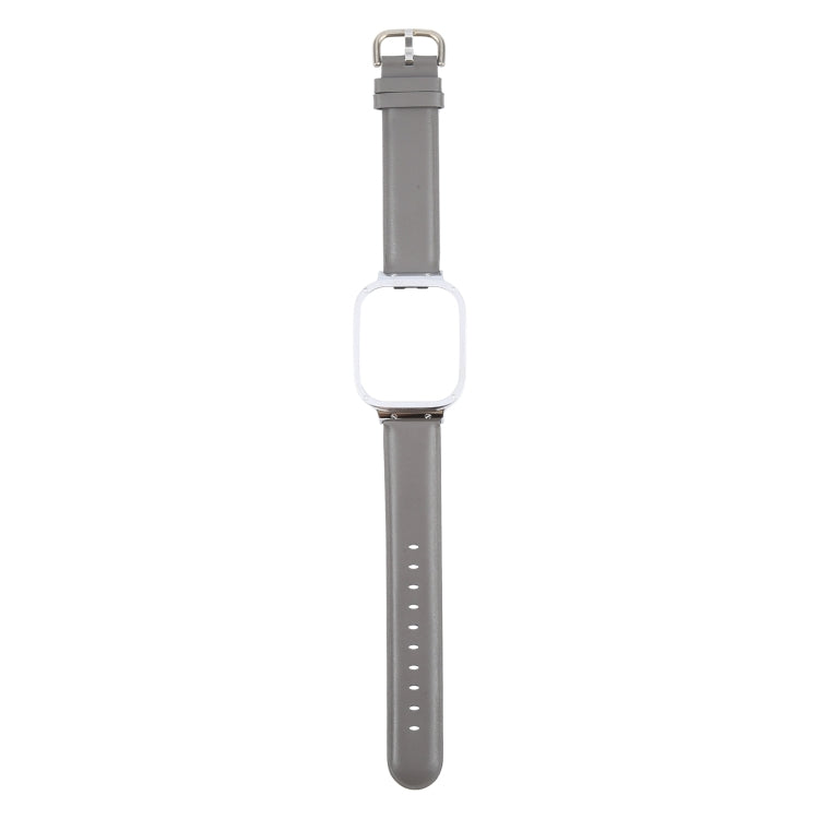 For Redmi Watch 3 Lite Metal Frame Integrated Genuine Leather Watch Band