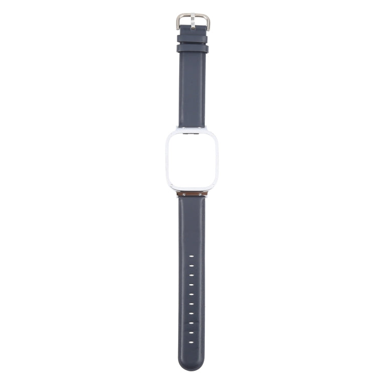 For Redmi Watch 3 Lite Metal Frame Integrated Genuine Leather Watch Band