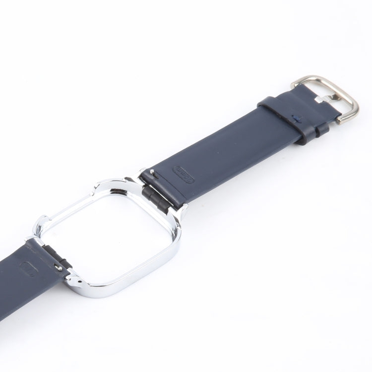 For Redmi Watch 3 Lite Metal Frame Integrated Genuine Leather Watch Band