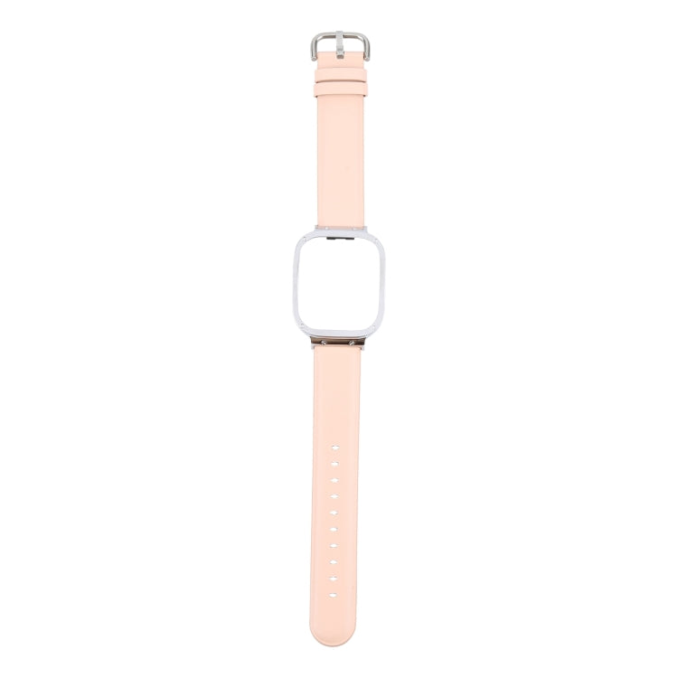 For Redmi Watch 3 Lite Metal Frame Integrated Genuine Leather Watch Band