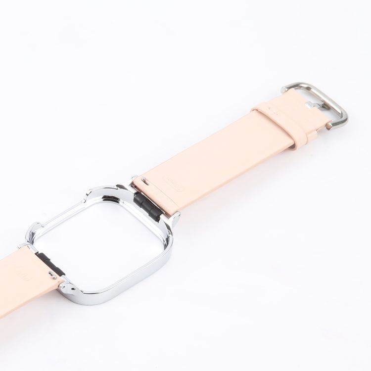 For Redmi Watch 3 Lite Metal Frame Integrated Genuine Leather Watch Band
