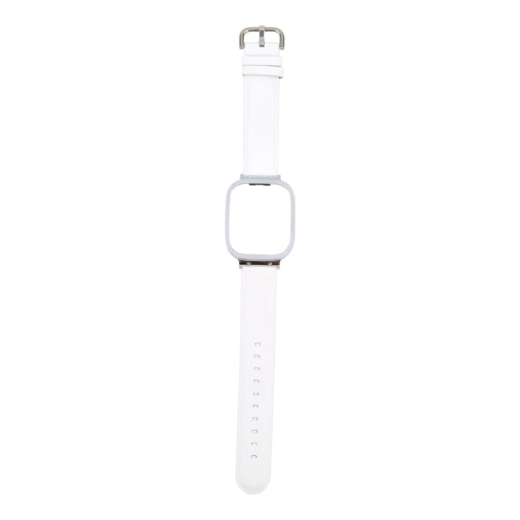 For Redmi Watch 3 Lite Metal Frame Integrated Genuine Leather Watch Band