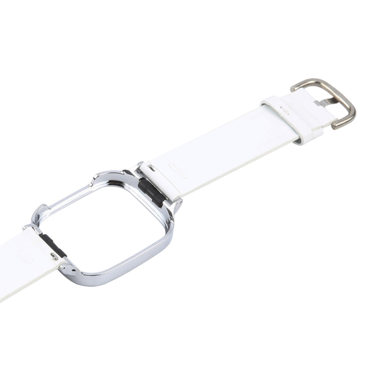 For Redmi Watch 3 Lite Metal Frame Integrated Genuine Leather Watch Band