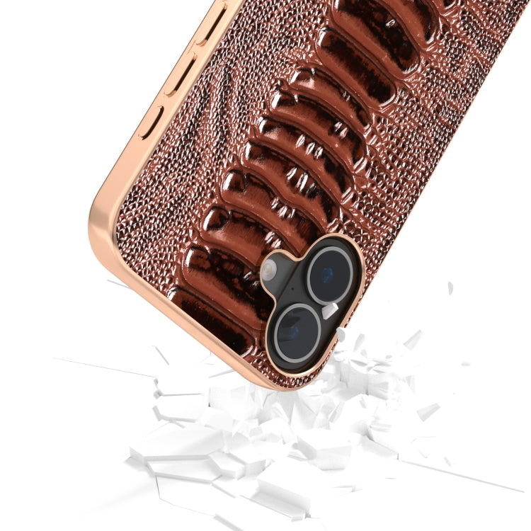 For iPhone 16 ABEEL Electroplating Frame Genuine Leather Weilai Series Phone Case