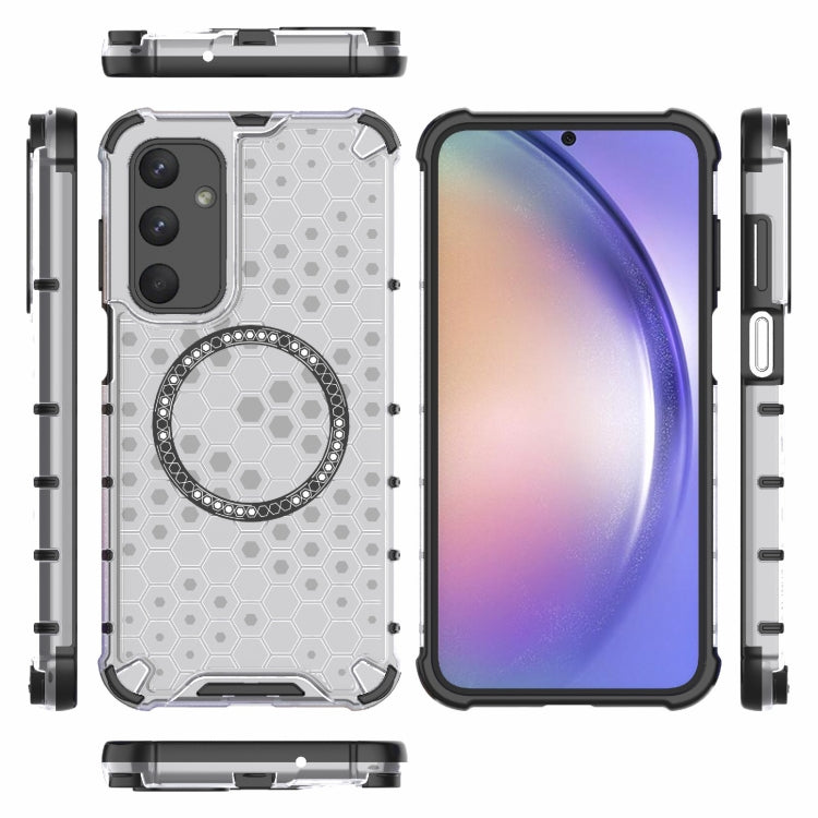 For Samsung Galaxy M35 5G Honeycomb Magnetic Ring Shockproof Phone Case
