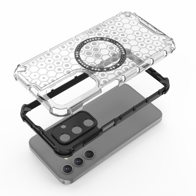 For Samsung Galaxy M35 5G Honeycomb Magnetic Ring Shockproof Phone Case