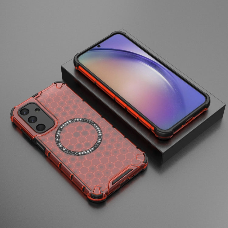 For Samsung Galaxy M35 5G Honeycomb Magnetic Ring Shockproof Phone Case