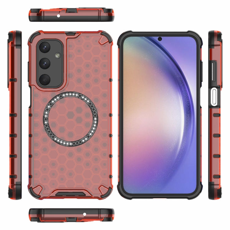 For Samsung Galaxy M35 5G Honeycomb Magnetic Ring Shockproof Phone Case